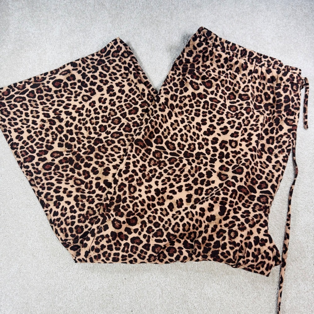 Torrid Womens Plus Size 4 Leopard Print Wide Leg Sleep Lounge Pants Drawstring
